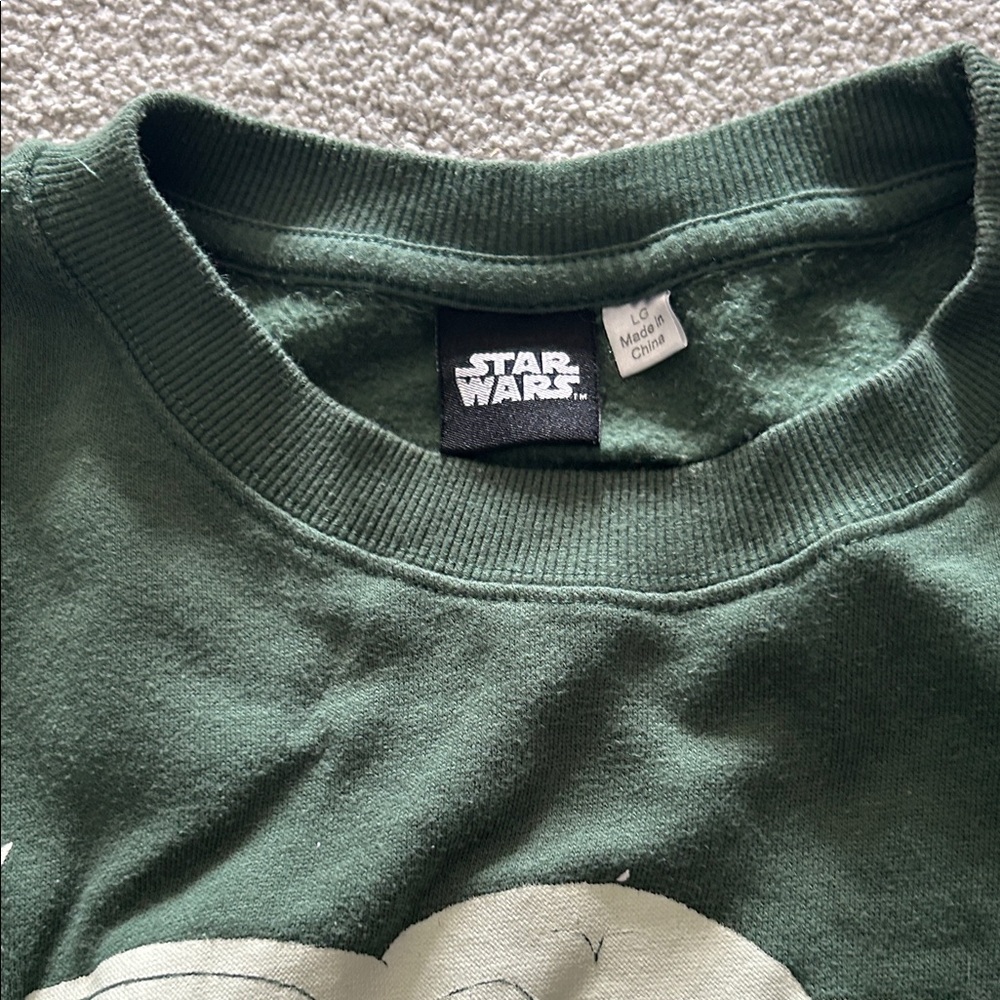 Green Crewneck Sweater with Baby Yoda Graphic - Picture 2 of 2